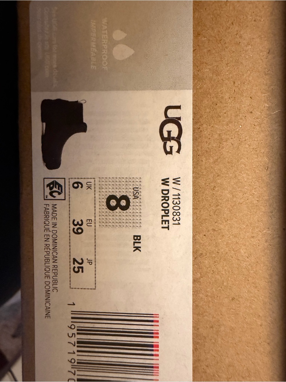 UGG Droplet Waterproof Rain Boots – Black – Women’s Size 8 – NEW - Picture 8 of 9